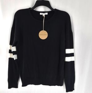 NWT Honey Punch Black Sweater with White Stripes Sz S